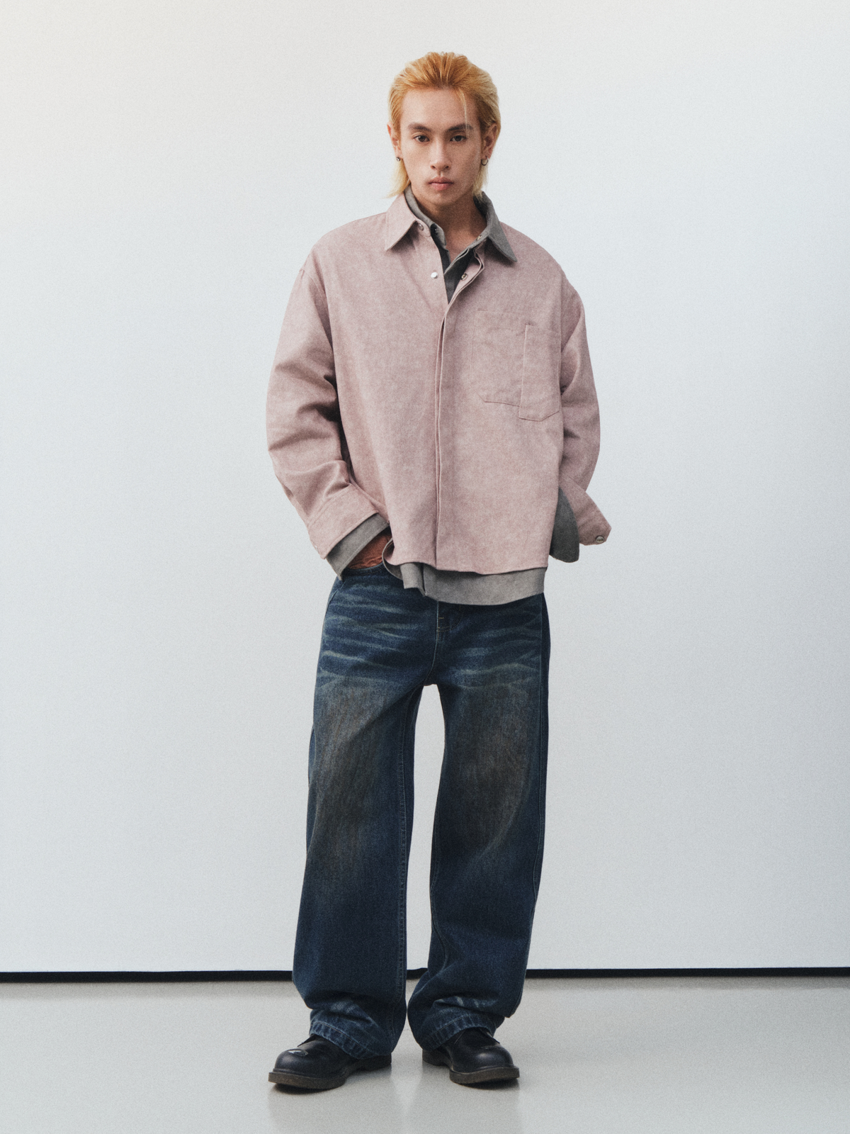 Bleach Effect Oversized Shirt