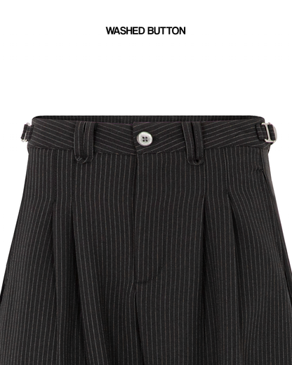 Plissé Striped Wide Pants