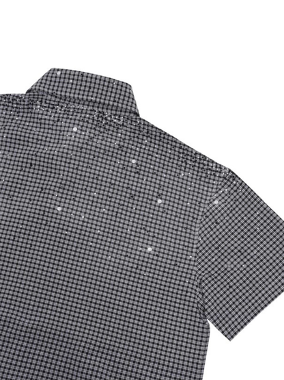 Plaid Rhinestone Boxy Shirt