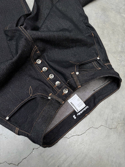 Fly Button Raw Denim Pants