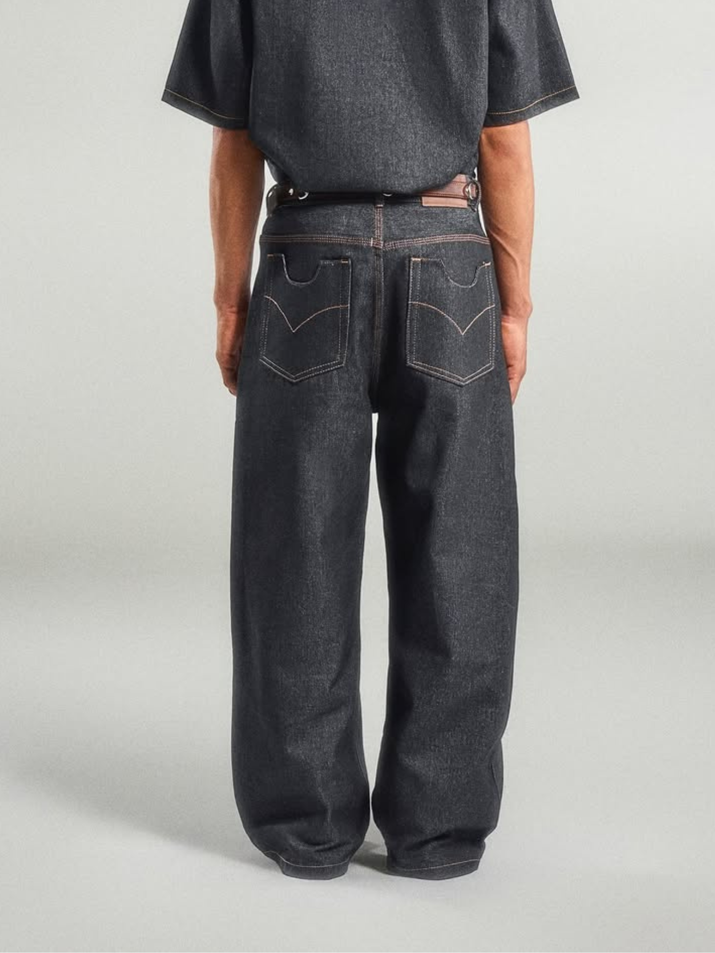 Fly Button Raw Denim Pants