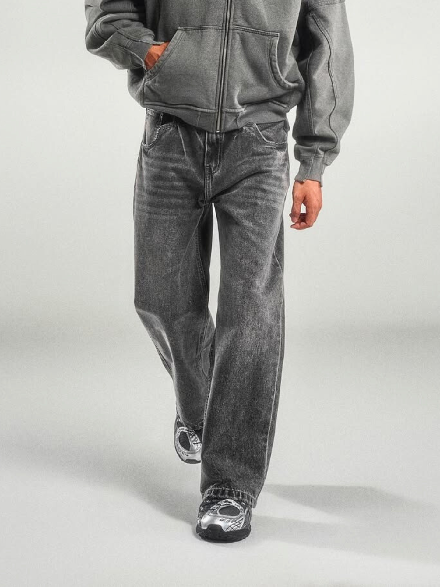 Loose-fit Washed Denim Pants