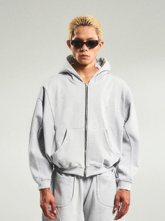 Pattern Oversized Zip-up Hoodie