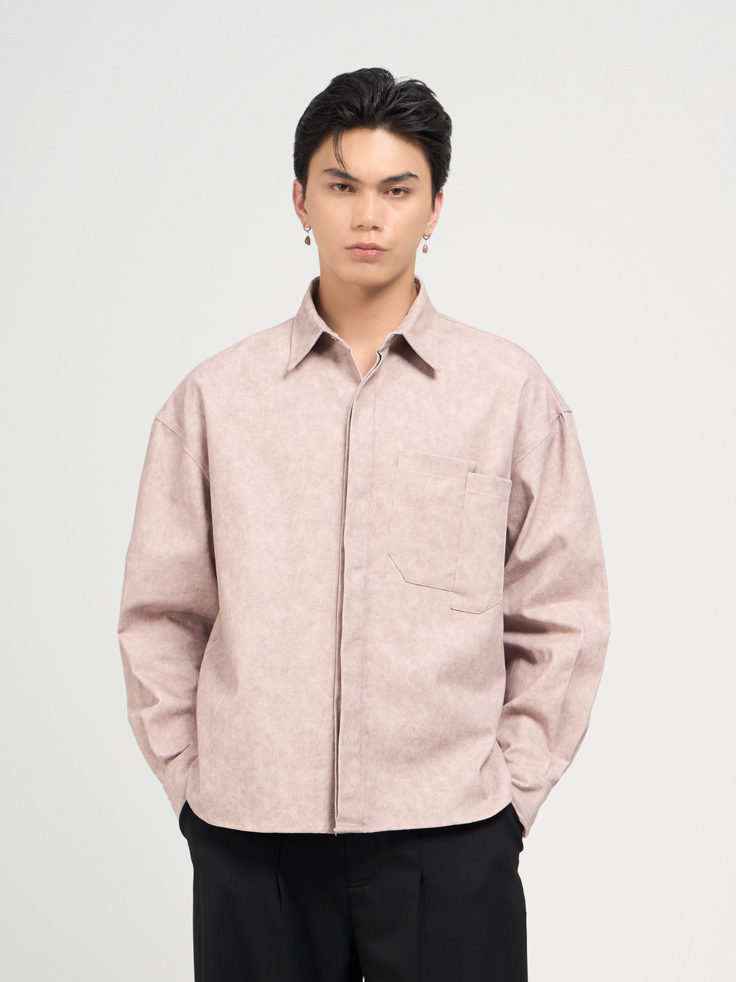 Bleach Effect Oversized Shirt