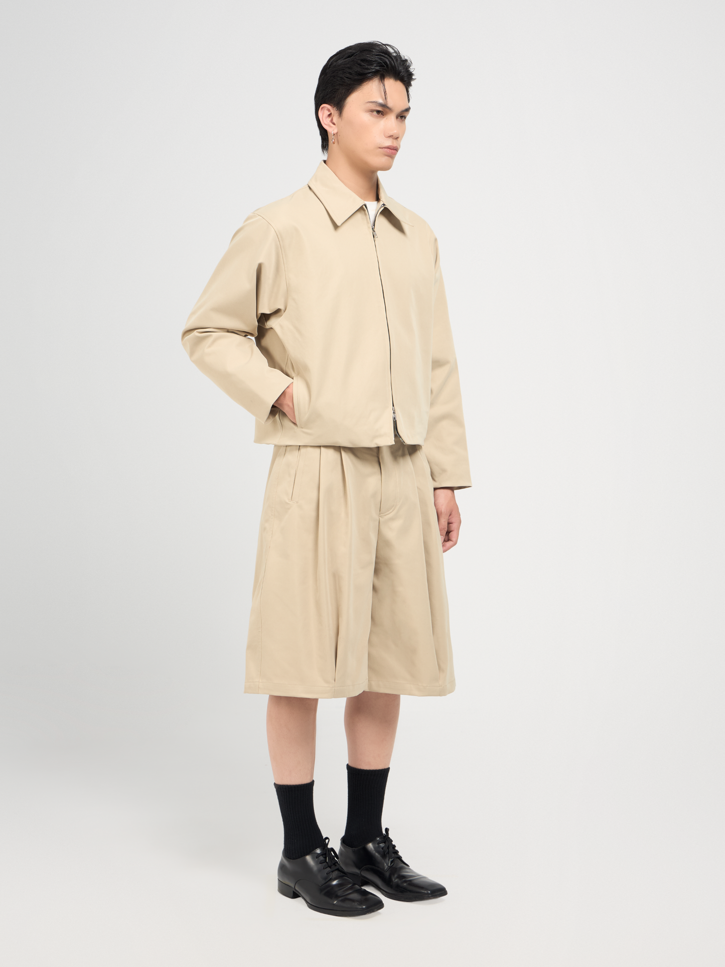 Wide Leg Khaki Shorts