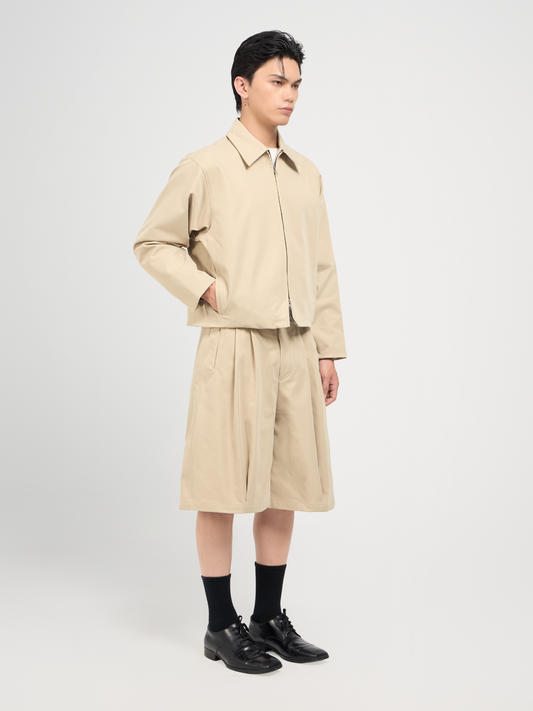 Wide Leg Khaki Shorts