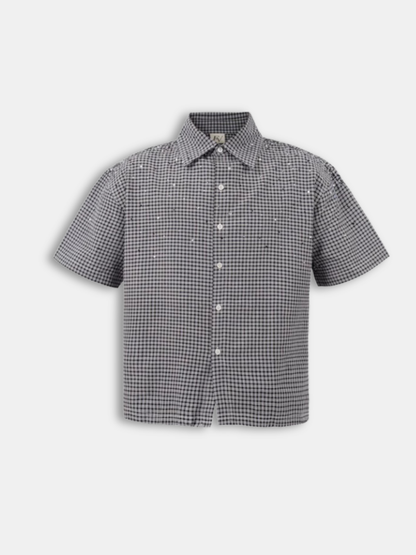 Plaid Rhinestone Boxy Shirt