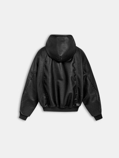 Oversized Leather Zip Hoodie