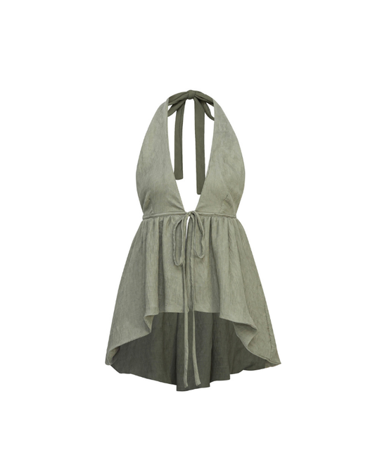MELANCHOLY JADELYLI PEPLUM TOP - Sage