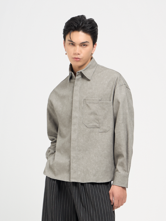 Bleach Effect Oversized Shirt