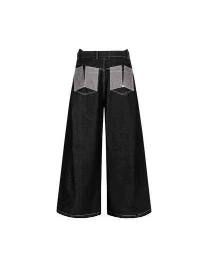 Contrast Pocket Raw Denim Pants