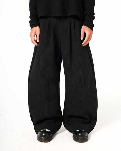 Plissé Striped Wide Pants