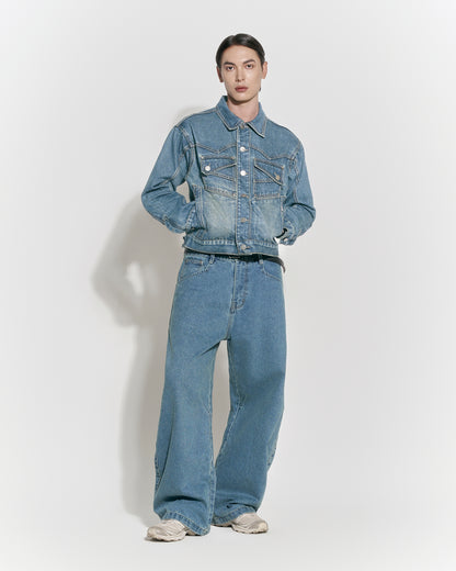 Loose Fit Vintage Wash Jeans