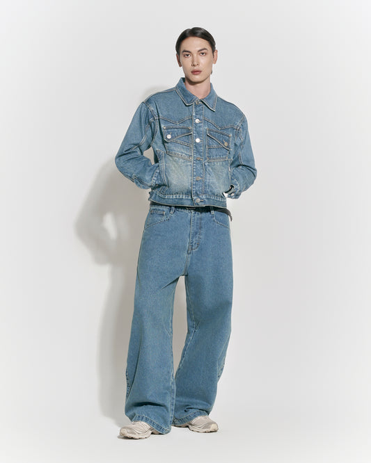 Loose Fit Vintage Wash Jeans