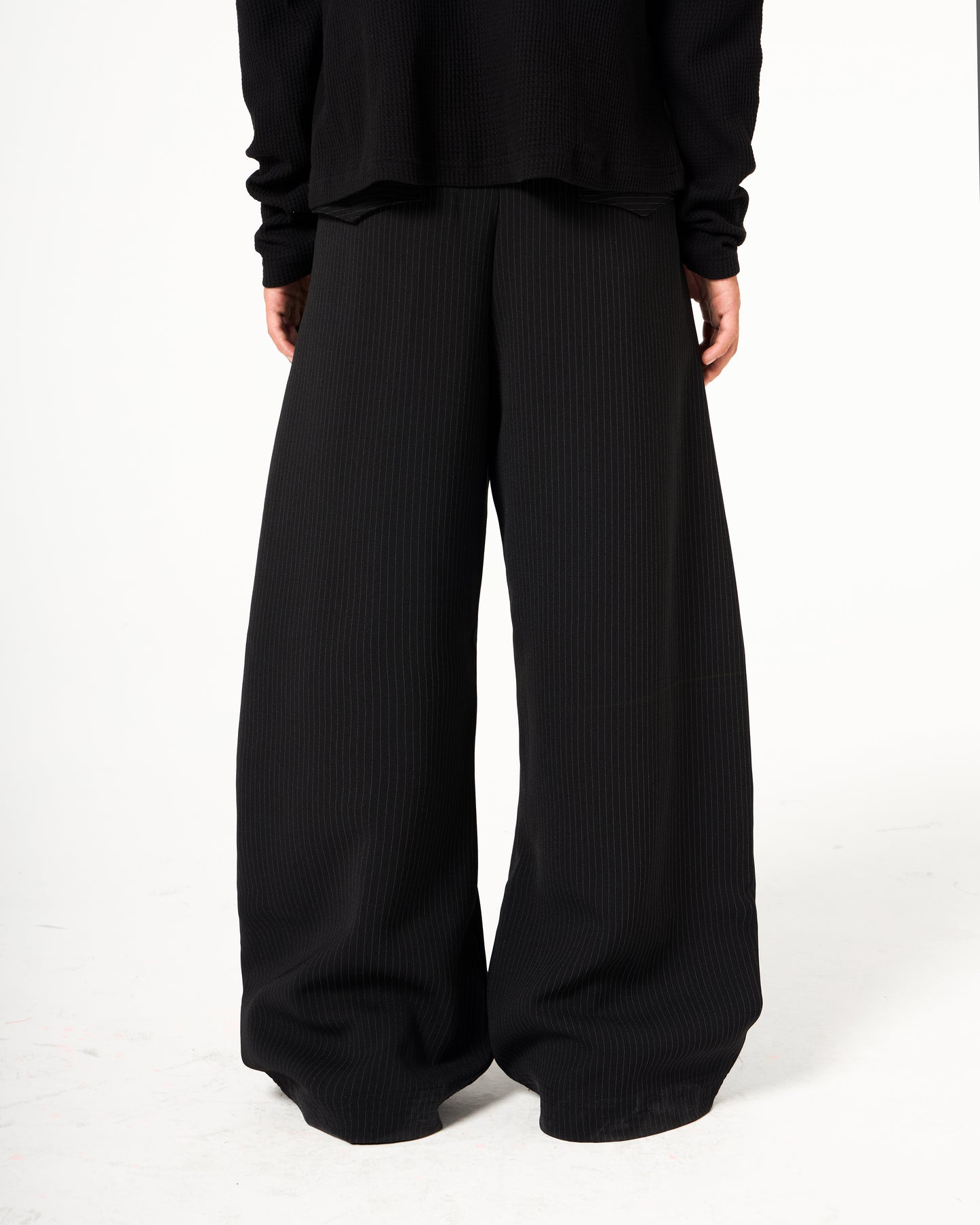 Plissé Striped Wide Pants
