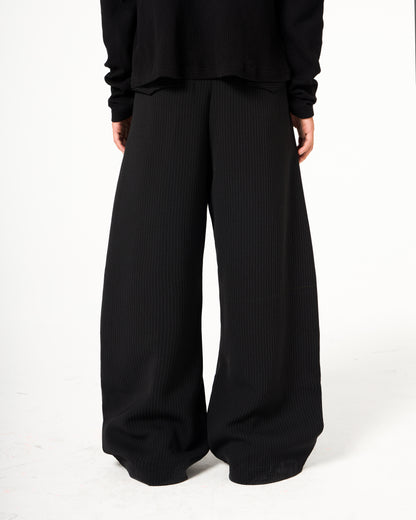 Plissé Striped Wide Pants