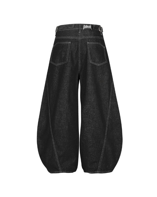 OUTBREAK CURVED WIDE LEG PANTS - Black