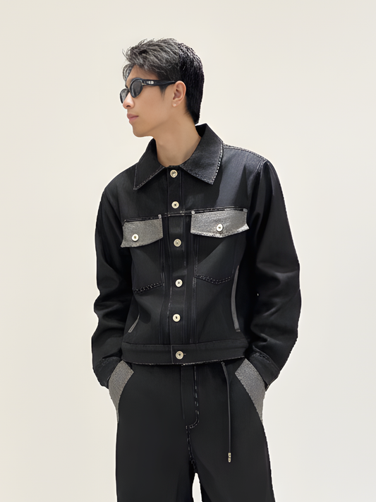 Contrast Pocket Raw Denim Jacket