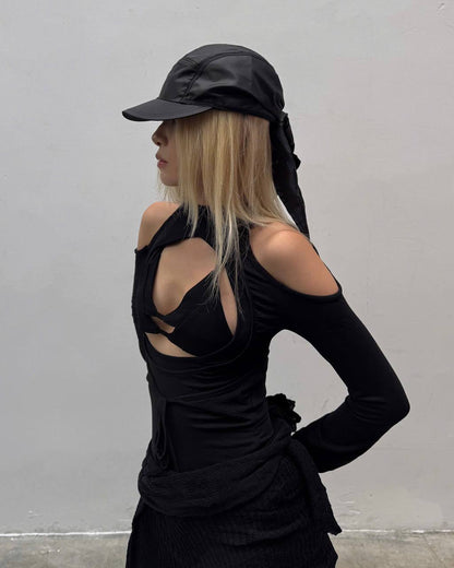 SAGITTARIUS.APLUS NYLON SCARF CAP (BLACK)