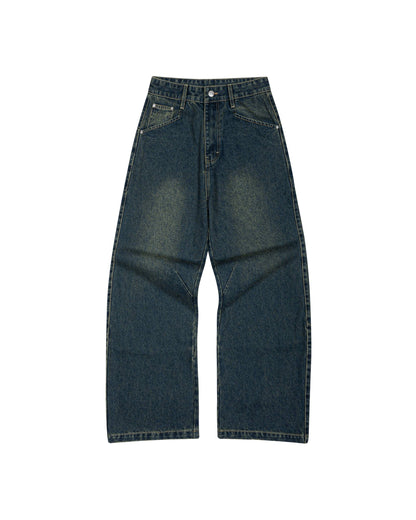 Loose Fit Vintage Wash Jeans