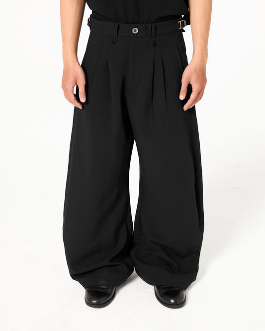 Plissé Black Wide Pants