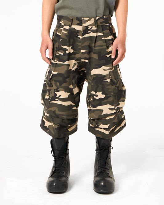 Plissé Camo Short