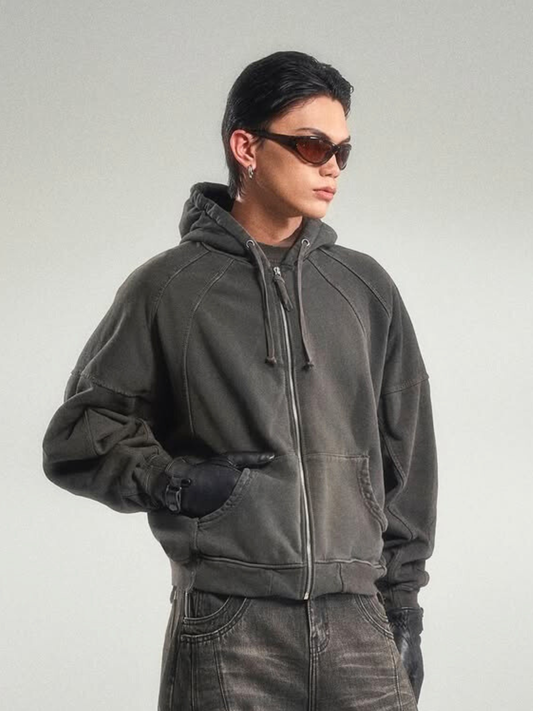 Spliced Washed Hoodie