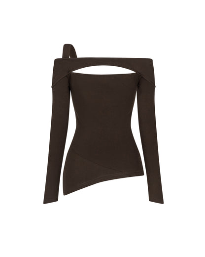 SEMBLANCE ASYMMETRICAL TOP - Brown
