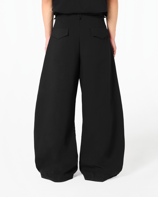 Plissé Black Wide Pants