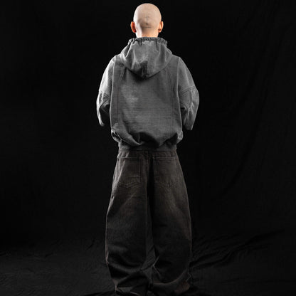 IVANKOV SPLICED WASHED HOODIE (GREY)