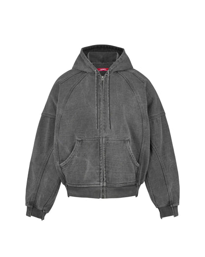 IVANKOV SPLICED WASHED HOODIE (GREY)