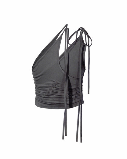 SAGITTARIUS.APLUS ODILA SHIRRING TOP (GREY)