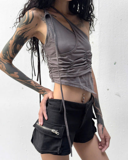SAGITTARIUS.APLUS ODILA SHIRRING TOP (GREY)